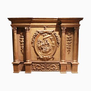 17th Century Italian Giltwood Altarpiece Sculpture Hand Carved in High Relief-AXE-1433401