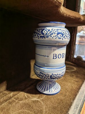 17th Century Model La Gioconda Albarello or Borax Container in Blue and White Ceramic from Deruta-ZFY-1720468