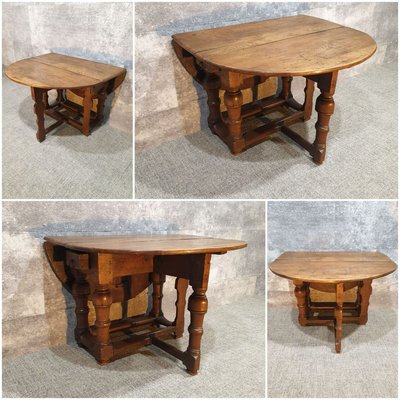 17th Century Oak Drop Leaf Table-NQV-825878