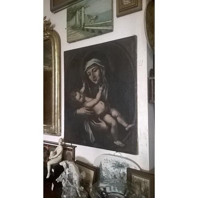 17th Century Oil on Canvas Saint with Child-RAQ-687370