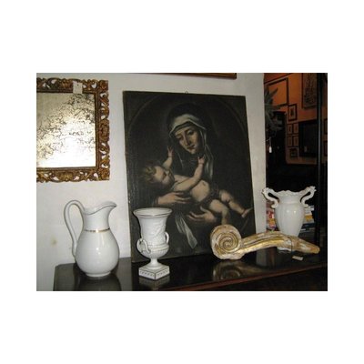 17th Century Oil on Canvas Saint with Child-RAQ-687370