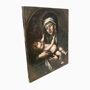 17th Century Oil on Canvas Saint with Child-RAQ-687370