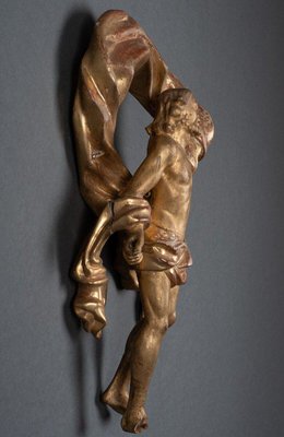 17th Century Resurrected Christ in Gilded Polychrome Carved Wood with Leaf-QKG-1732711