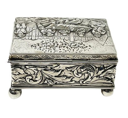 17th Century Silver Box with Scene of 5 Men Drinking by Simon Rosenau-UCH-1321753