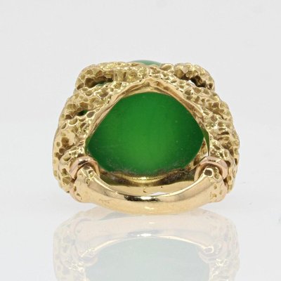 18 Carat Chrysoprase Chiseled 18 Karat Yellow Gold Ring-OLU-986174