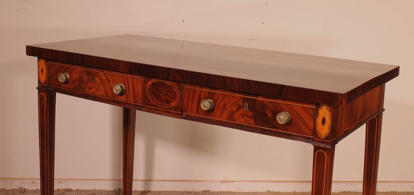 18 Century Georgian Mahogany and Marquetry Desk-HPU-1156084