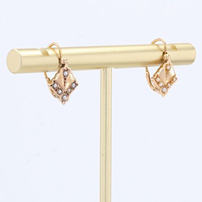 18 Karat 19th Century French Natural Pearl Rose Gold Lever Back Earrings, Set of 2-OLU-1403610