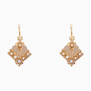 18 Karat 19th Century French Natural Pearl Rose Gold Lever Back Earrings, Set of 2-OLU-1403610