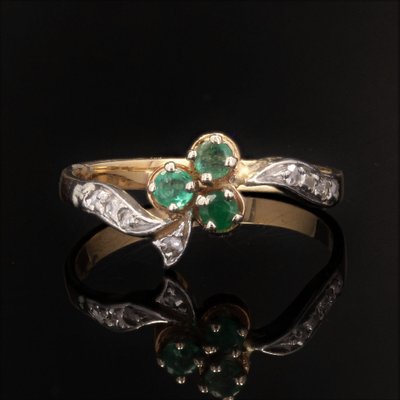 18 Karat 19th Century Yellow Gold Clover Shape Ring-OLU-1346521