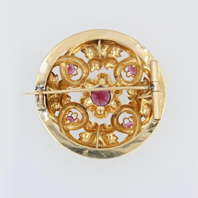 18 Karat 20th Century French Garnet Fine Pearl Yellow Gold Brooch, 1890s-OLU-1436669