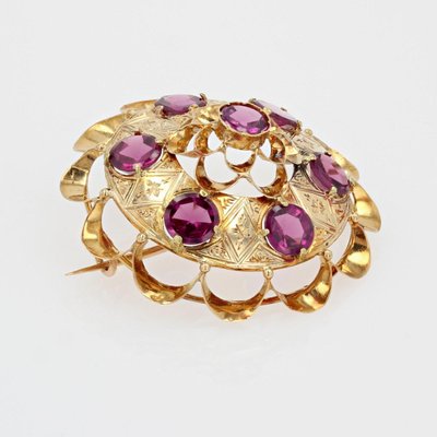 18 Karat 20th Century French Garnet Yellow Gold Brooch, 1890s-OLU-1436670