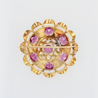 18 Karat 20th Century French Garnet Yellow Gold Brooch, 1890s-OLU-1436670