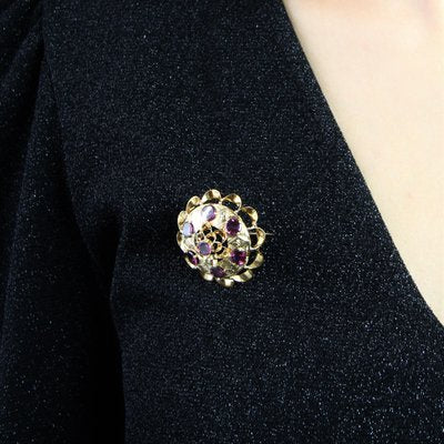 18 Karat 20th Century French Garnet Yellow Gold Brooch, 1890s-OLU-1436670