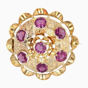 18 Karat 20th Century French Garnet Yellow Gold Brooch, 1890s-OLU-1436670