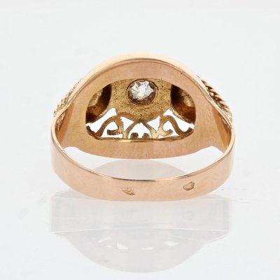 18 Karat French Rose Gold Diamond Ring, 1950s-OLU-1403612