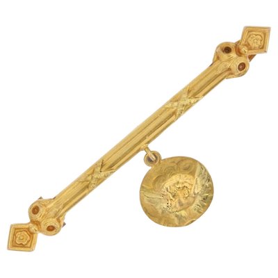 18 Karat French Yellow Gold Babys Bar Brooch, 1890s-OLU-1446785