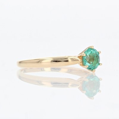 18 Karat French Yellow Gold Emerald Solitaire Ring, 1960s-OLU-1403615