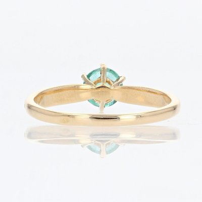 18 Karat French Yellow Gold Emerald Solitaire Ring, 1960s-OLU-1403615