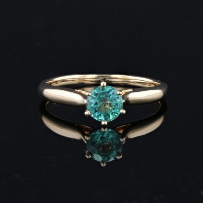 18 Karat French Yellow Gold Emerald Solitaire Ring, 1960s-OLU-1403615