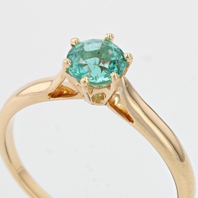 18 Karat French Yellow Gold Emerald Solitaire Ring, 1960s-OLU-1403615