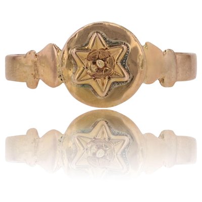 18 Karat Rose Gold Star Ring-OLU-1798521