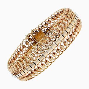 18 Karat Yellow Gold Articulated Mesh Bracelet, 1950s-OLU-896716