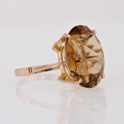 18 Karat Yellow Gold Cocktail Ring with Citrine, 1960s-OLU-1784781