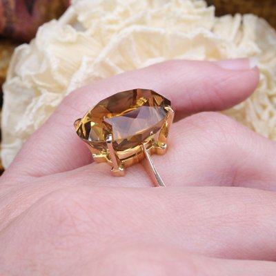 18 Karat Yellow Gold Cocktail Ring with Citrine, 1960s-OLU-1784781