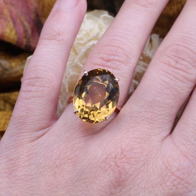 18 Karat Yellow Gold Cocktail Ring with Citrine, 1960s-OLU-1784781