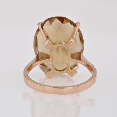 18 Karat Yellow Gold Cocktail Ring with Citrine, 1960s-OLU-1784781