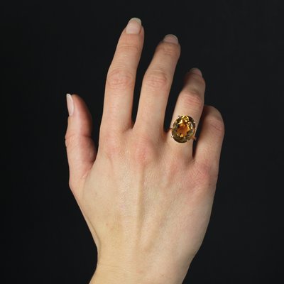 18 Karat Yellow Gold Cocktail Ring with Citrine, 1960s-OLU-1784781