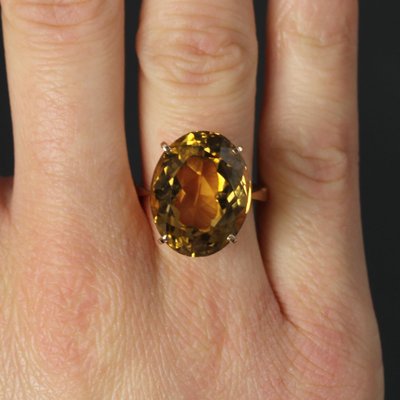 18 Karat Yellow Gold Cocktail Ring with Citrine, 1960s-OLU-1784781