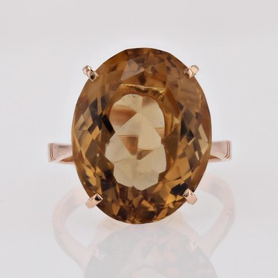 18 Karat Yellow Gold Cocktail Ring with Citrine, 1960s-OLU-1784781