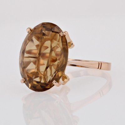 18 Karat Yellow Gold Cocktail Ring with Citrine, 1960s-OLU-1784781