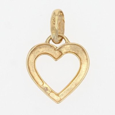 18 Karat Yellow Gold Heart Diamond Charm Pendant, 1960s-OLU-1403604