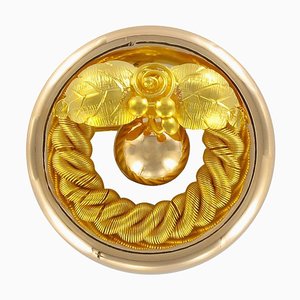 18 Karat Yellow Gold Round Brooch, 1900s-OLU-1281866