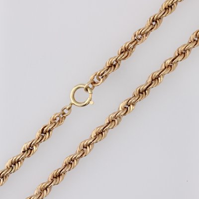 18 Karat Yellow Gold Twisted Chain Long Necklace, 1960s-OLU-1815853