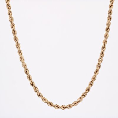 18 Karat Yellow Gold Twisted Chain Long Necklace, 1960s-OLU-1815853