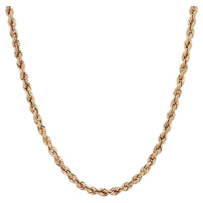 18 Karat Yellow Gold Twisted Chain Long Necklace, 1960s-OLU-1815853