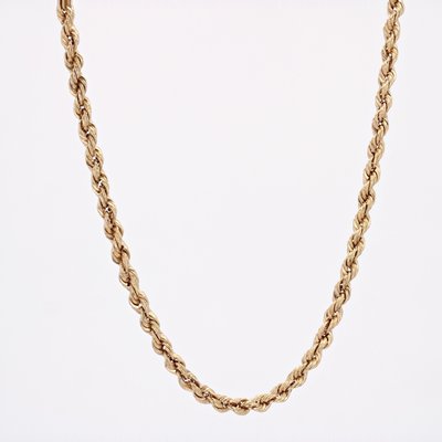 18 Karat Yellow Gold Twisted Chain Long Necklace, 1960s-OLU-1815853