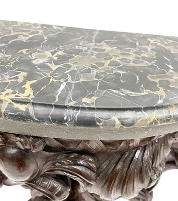 18th-19th Century Dolphin Console Table with Marble Top-UCH-1224845