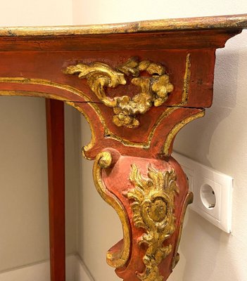 18th Century Baroque Corner Console in Polychrome in Red, Andalusia-NUC-1732952