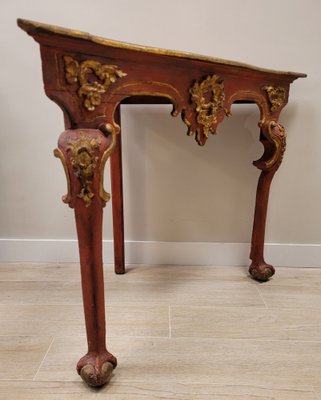 18th Century Baroque Corner Console in Polychrome in Red, Andalusia-NUC-1732952