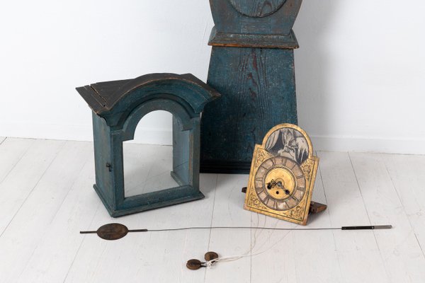 18th-Century Blue Swedish Baroque Long Case Clock-MJF-931145