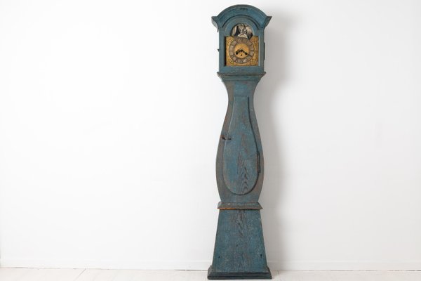 18th-Century Blue Swedish Baroque Long Case Clock-MJF-931145