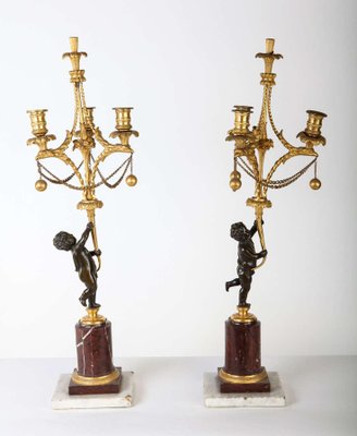 18th Century Bronze and Gilt Bronze Candelabras, Set of 2-MBH-1032294