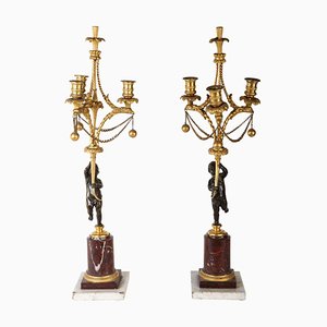 18th Century Bronze and Gilt Bronze Candelabras, Set of 2-MBH-1032294