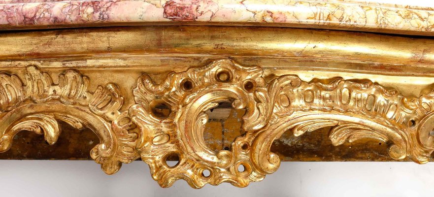 18th Century Carved and Gilded Wood Console with Marble Top-WFS-1758557