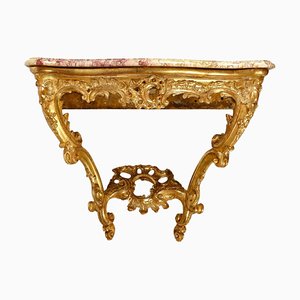 18th Century Carved and Gilded Wood Console with Marble Top-WFS-1758557