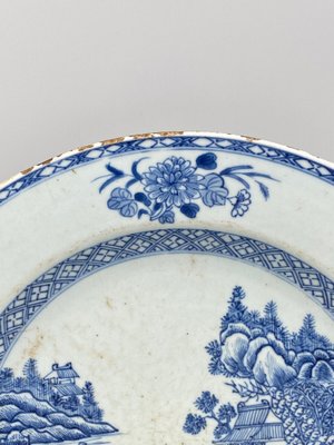 18th Century Chinese Blue and White Porcelain Dish with Pagoda Motif-QKG-1450199